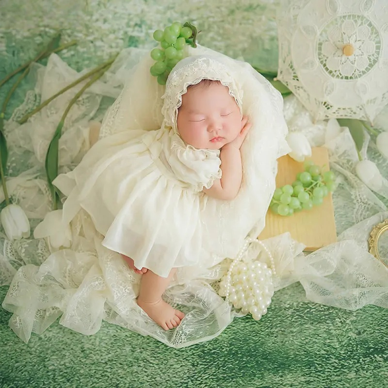 Baby Girl Vintage Wedding Set - Newborn Photography Props - Image 4